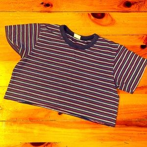 Brandy Melville John Galt California Red, White & Blue Striped Cropped T-Shirt